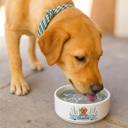 Personalized Dog Bowl with Name and Breed Design, Custom Ceramic Cat Bowls Icons, Dish for Dry or Wet Food Water, Available in 2 Sizes - 27.1 oz 41.1 Small Large White XL 5