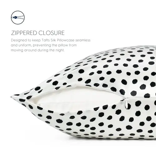 Tafts Silk Pillow Cases - 22mm 100% Pure Mulberry 6A Silk Pillowcase for Hair & Skin with Zipper Closure, Cooling, Natural, Organic, Double Sided Silk Pillow Case (Spot, King 20"x36", 2pc) 6