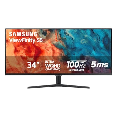 Samsung 34" ViewFinity S50GC Series Ultrawide QHD Monitor, 100Hz, 5ms, HDR10, AMD FreeSync, Ultrawide Screen, Eye Care, Thin Bezels, PIP, PBP, LS34C50DGANXZA, 2023, Black