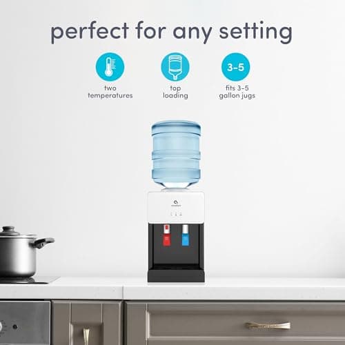 Avalon Premium Hot/Cold Top Loading Countertop Water Cooler Dispenser With Child Safety Lock. UL Listed- White 5