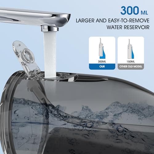 Beautypick Water Dental Flosser Pick for Teeth: Cordless Portable Oral Irrigator 300ML Rechargeable Water Teeth Cleaner IPX7 Waterproof Flossing Cleaning Picks for Home Travel Black 5