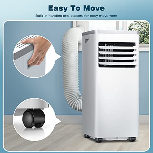 ZAFRO 10,000 BTU Portable Air Conditioners Cools up to 450 Sq.ft, Portable AC Built-in Cool, Dehumidifier, Fan Modes, Room Air Conditioner with Remote Control/Installation Kits, White 9