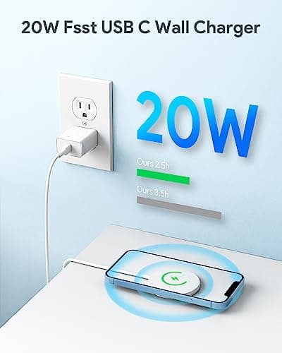 SMOONFACE Magnetic Wireless Charger for iPhone 17 16 Wireless Charger with 20W PD USB C Charger, 2 Pack Compatible with Magsafe Charger for iPhone 17/17 Pro/17 Pro max/16/16 Pro/16 Pro max/AirPods3 5