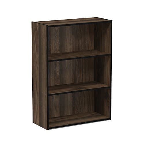 Furinno PASIR Book Shelf, 3-Tier Bookshelf, Storage Shelves Bookcase, 9.7 x 23.7 x 31.5, for Living Room, Bedroom, Home Office, Columbia Walnut 6