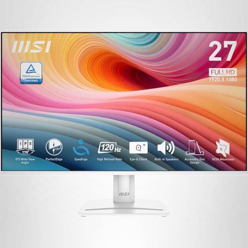 msi PRO MP275W E2 27-inch IPS 1920 x 1080 (FHD) Gaming Office Monitor, 120Hz, Free-Sync, HDMI, DisplayPort, VGA Port, VESA Mountable, Tilt, Speaker, 4-Side Slim Bezel 1ms, White 8