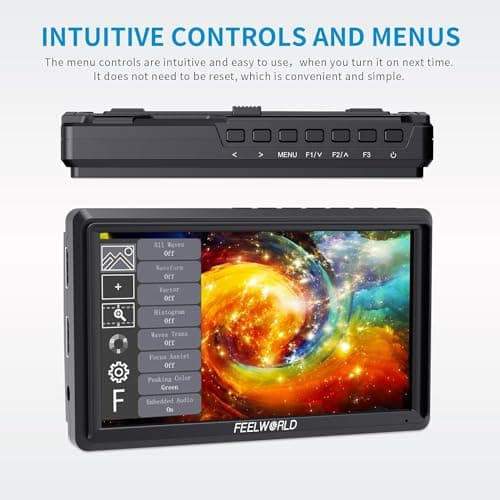 FEELWORLD S55 V3 + Battery + Carry Case 6 Inch DSLR Camera Field Monitor FHD 1920x1080 IPS LUT Video Peaking Focus Assist with 4K HDMI 8.4V DC Input Output 6