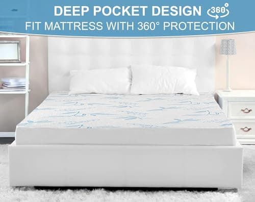 Cooling Bamboo Rayon Mattress Protector with Zipper - 100% Waterproof Size Mattress Cover - Soft & Breathable Jacquard Noiseless Mattress Pad Covers - Zippered Mattress Encasement (King) 6