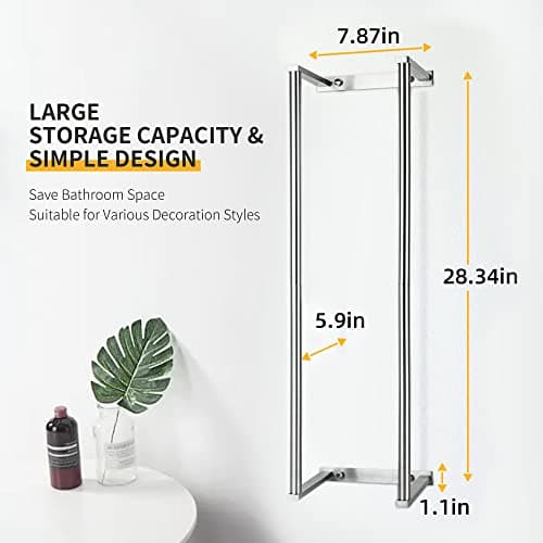Towel Racks for Bathroom, Towel Holder for Bathroom Wall, 304 Stainless Steel Bathroom Towel Rack Wall Mounted for Storing Towels, Robes, Bathroom Towel Holder with Hooks, Bathroom Towel Storage, Pro 7