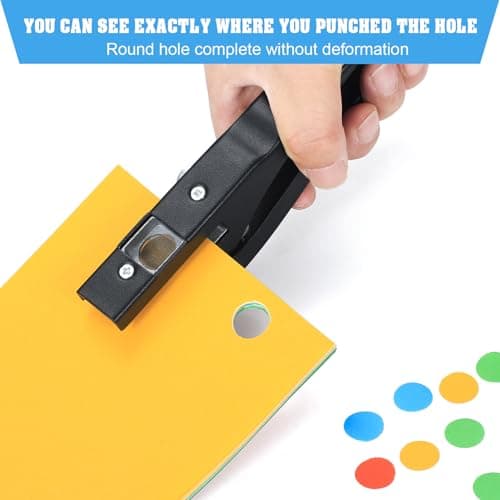 Hole Punch,Heavy Duty Hole Puncher Single,Paper Punch Portable Hand Held Long Hole Punch for Paper Cards Plastic Cardboard (8MM) 5
