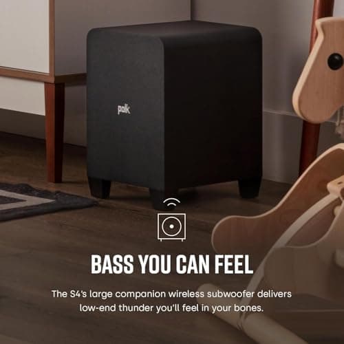 Polk Audio Signa S4 TV Sound Bar with Subwoofer - Dolby Atmos Audio VoiceAdjust & BassAdjust Technology, HDMI eARC, Wireless Subwoofer works with 8K, 4K, & HD TVs, Bluetooth, Wireless Streaming 5