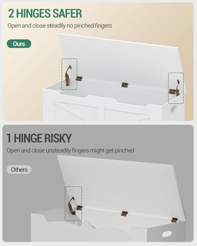 Hzuaneri 39.4" Storage Chest, Extra Large Storage Trunk with 2 Hinges, Wooden Box Bench, Lift-Top Organizer Chest, Shoe Bench for Entryway, Bedroom, Living Room, White SB03403X 9