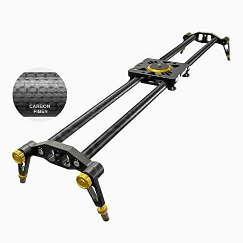 LimoStudio (Upgraded) 31.5 in Carbon Fiber Camera Slider, 80cm Dolly Track Rail, Smooth Bearing Stabilizer, Height Adjustable, Spirit Level, AGG1980