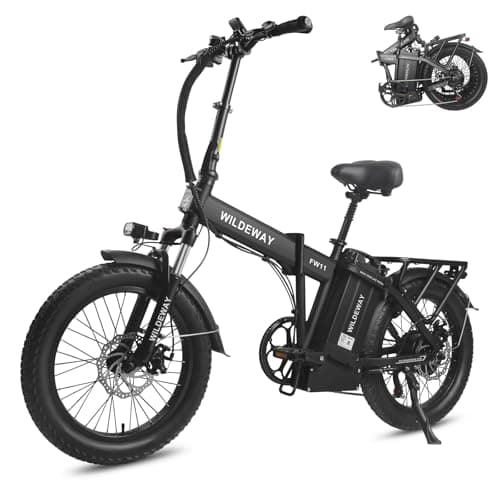 Wildeway Folding Electric Bike for Adults with 750W Motor 32Ah Battery Long Range FW11 Ebike 20 * 3.0 Fat Tire Fodable Adults Electric Bicycle for Men Women City Commuter Delivery