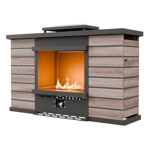 COOS BAY Smokeless 50,000 BTU Propane Fire Pit, Outdoor Gas Fireplace with Hidden Tank Storage for Patio, Deck, Backyard Heating, Gray/Tan 9