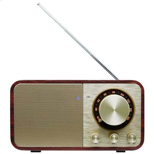 BentMax FM Radio with Bluetooth Retro Bluetooth Speaker Vintage Radio with SD/USB Memory Music Player Function, Wireless Streaming from Smartphone, Up to 10 Hours Playback (Walnut)