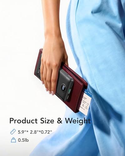 VRURC Portable Charger Power Bank - 10000mAh Fast Charging 22.5W with Wall Plug Slim Portable Charger Built in Cables USB C Portable Phone Charger Travel Accessories -Black(1 Pack) 9