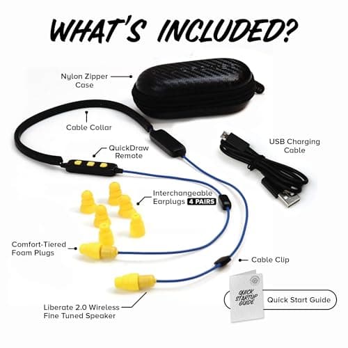 Plugfones Liberate 2.0 Wireless Bluetooth in-Ear Earplug Earbuds- 29NRR Noise Reduction Headphones with Noise Isolating Mic and Controls (Blue & Yellow) 5