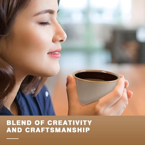 ZEBERBO Ceramic Espresso Cups Set of 4, Double Walled Espresso Coffee Mugs for Nespresso Cups, Special glazed Demitasse Cups Coffee Cup for Espreso Machine (Grey) 6