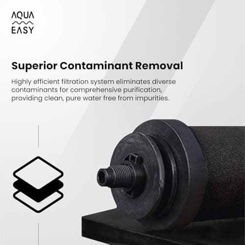 AquaEasy Go Stainless Steel 50 Cup Water Filter Dispenser, Extra Large Capacity, Powerful Fast 99% Filtration, Lasts 250 Gallons or 6 Months. Compact Water Filter Dispenser (Glossy) 8