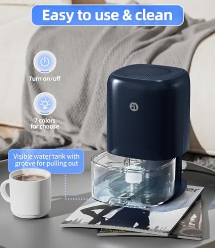 TABYIK Dehumidifier, 35 OZ Small Dehumidifiers for Room for Home, Quiet with Auto Shut Off, Dehumidifiers for Bedroom (280 sq. ft), Bathroom, RV, Closet,Blue 5