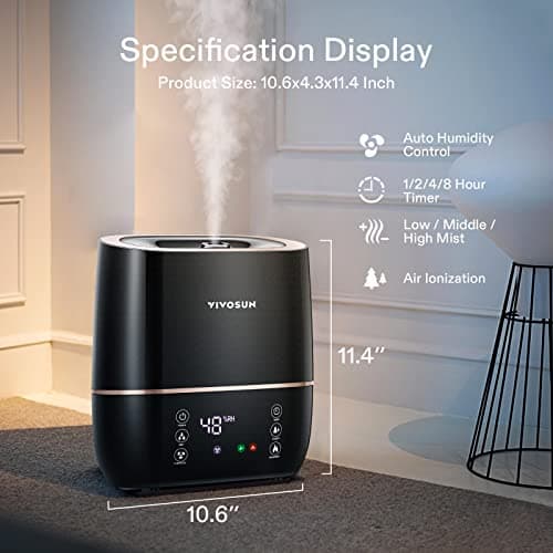 VIVOSUN 2-in-1 Warm and Cool Mist Humidifier, 5L Indoor Ultrasonic Air Humidifier with Essential Oil Tray for Bedrooms, Plants, Offices and Babies 6