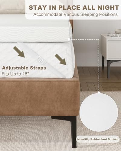 Zenzy 3" Twin Extra Long Firm Memory Foam Mattress Topper, [Removable] [Washable] Cover and [Adjustable] Straps, CertiPUR-US Certified Firm Mattress Topper Twin XL for College Dorm- White 5