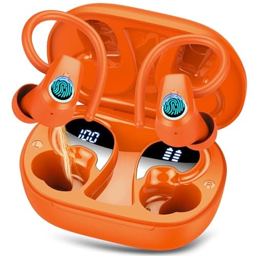 Wireless Earbuds, Sport Headphones Bluetooth 5.3, Ear buds Wireless Earbuds Bluetooth, 50H Playtime HD Stereo Noise Cancelling Earbud, Dual LED Display, IP7 Waterproof Running Earphones, Pure Orange