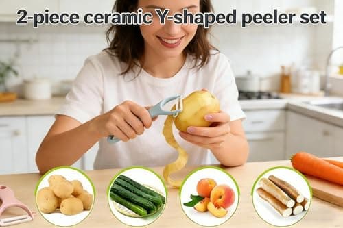 2-Pack Ceramic Y-Peeler Set - Sharp Rust-Proof Vegetable & Fruit Peelers, Blue 7