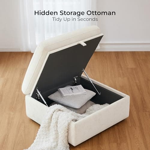 CHITA Oversized Modular Sectional Sofa, FSC Certified L Shaped Sectional Couches for Living Room, 112 inch Width,4 Seat Modular Sofa with Storage Ottoman, Linen 5