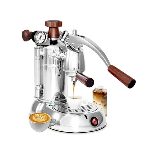 La Pavoni PSW-16 Stradavari 16-Cup Espresso Machine, Chrome with Wood Handles,Silver