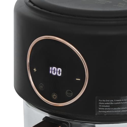 LUNUMAOS Mini Air Fryer, 3.8Qt Glass Air Fryer, 360° Viewable Touch Screen with Digital Display Adjustable Temperature Works Cookware French Fries Chicken Legs (Black) 6