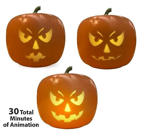 ANIMAT3D Jabberin Jack Rockin Jack Edition Talking Animated Pumpkin with Built in Video Projector & Speaker Plug'n Play 4