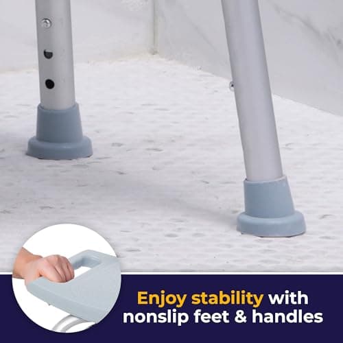Drive Medical Shower Chair with Back - Adjustable Bathroom Bench - Suction Feet - Lightweight Durable Construction - Comfortable Contoured Seat - Grey 5