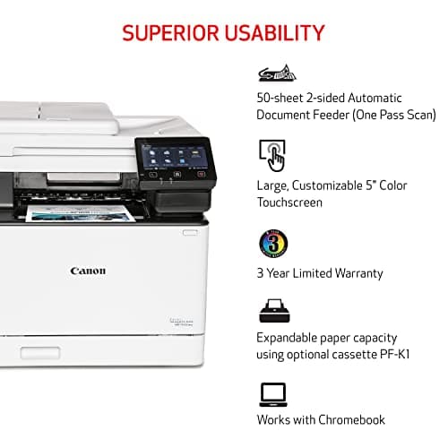 Canon imageCLASS MF753Cdw - Wireless Duplex Color Laser Printer, All-in-One with Scanner, Copier, Fax, Auto Document Feeder, Mobile Ready, 3 Year Limited Warranty, 35 PPM, White 6