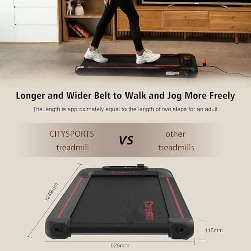 Under Desk Treadmill Portable Walking Pad, Adjustable Speed with APP, LCD Screen & Calorie Counter, Ultra Thin and Silent, Intended for Home/Office (Black Red) 6