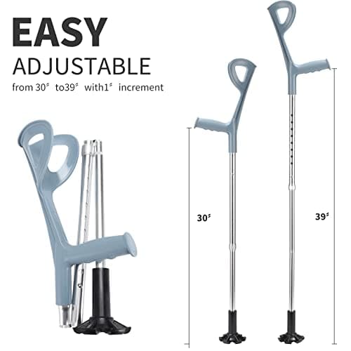 2 Pcs Forearm Crutches for Adults Foldable Knee Patients Mobility aids for Childre and Seniors for with Leg Injury Adjustable Travel Lightweight Walking Stick 7