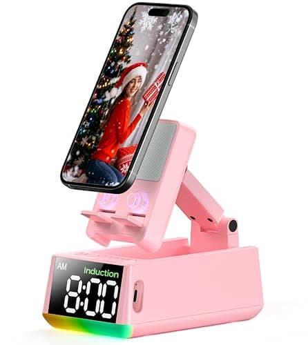 Bluetooth Speaker Birthday Gift for Women:Induction Cell Phone Stand HD Sound Valentines Gifts For Her Adult Teen,Anti-Slip Phone Holder Kitchen Gadget Women Mom Wife Girlfriend Galentines(Pink)