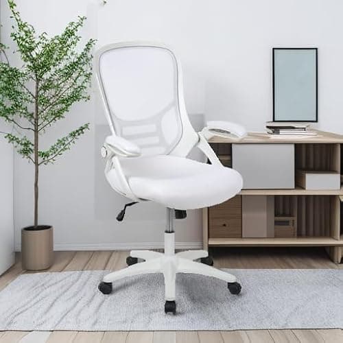 Flash Furniture Porter High-Back Swivel Office Chair with Adjustable Lumbar Support and Height, Ergonomic Mesh Desk Chair with Flip-Up Armrests, White 6