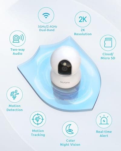 blurams 5G Cameras for Home Security, 2K Pet Camera with Phone App, 360° PTZ Indoor Camera w/Dual-Band WiFi6, Free Human/Motion/Sound Detection, 2-Way Talk, Night Vision, Compatible with Alexa, 2Pack 8