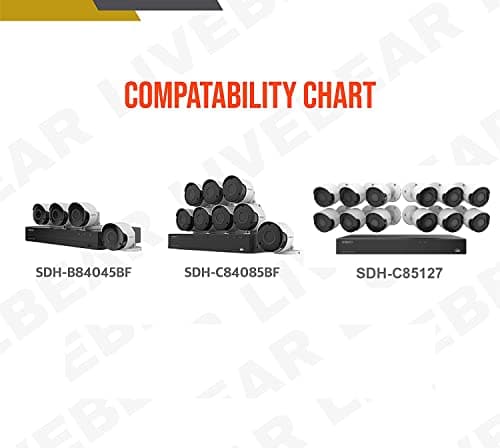 LIVEBEAR Wisenet SDC-89445BF/89447BF 5MP CCTV Surveillance Weatherproof Bullet Security Camera 82ft 3.6mm Lens 104° Wide Angle Compatible with SDH-B84045BF; SDH-C84085BF; SDH-C85127 9