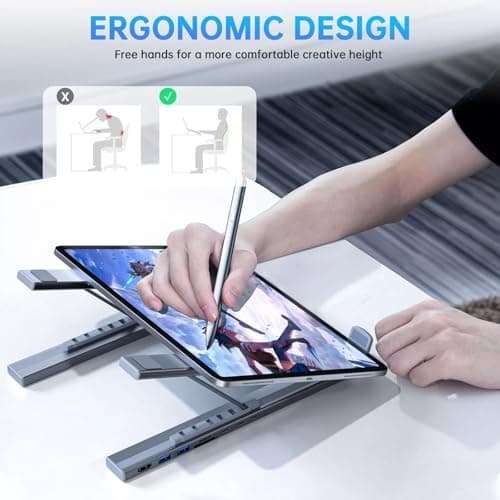 8-in-1 Laptop Stand, 8 in 1 USB C Laptop Docking Station Stand with 4k HDMI, 2 USB 3.0, Pd 100w, Universal Dock Station, Portable Docking Station for MacBook/Air/Dell/Hp/Surface/Lenovo 7