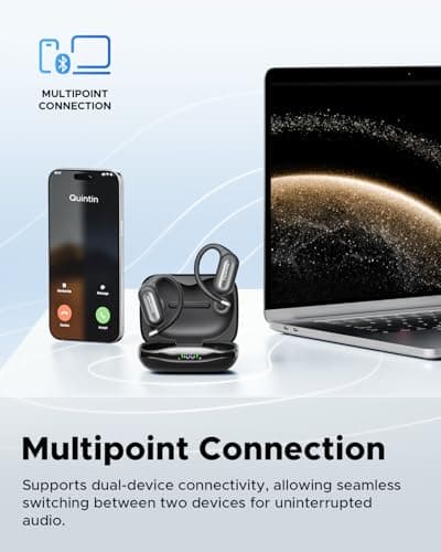 truefree DS1 Open-Ear Headphones, Bluetooth 6.0 Wireless Earbuds with Ear Hooks, Spatial Sound, 4 Mics Clear Calls, 40H Playtime, Fast Charging, Multipoint Connection, IPX5-Rated for Sports, Snug Fit 8