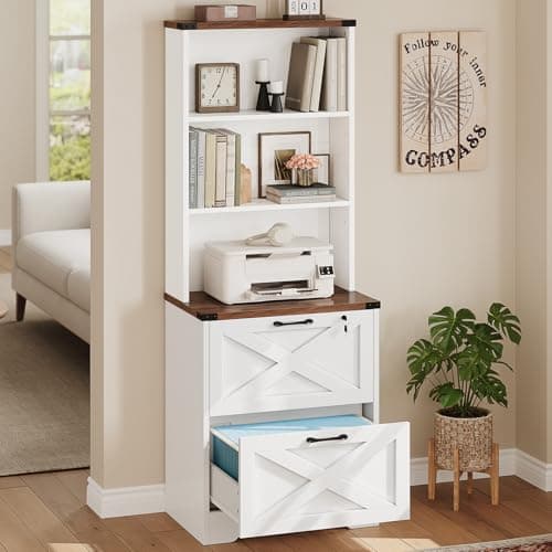 SEDETA 2 Drawer File Cabinet with Lock, Wood Filing Cabinet fits Letter, Legal, A4 Size, Hanging File Folders, Farmhouse File Cabinets for Home Office with Adjustable Storage Shelf, White 7