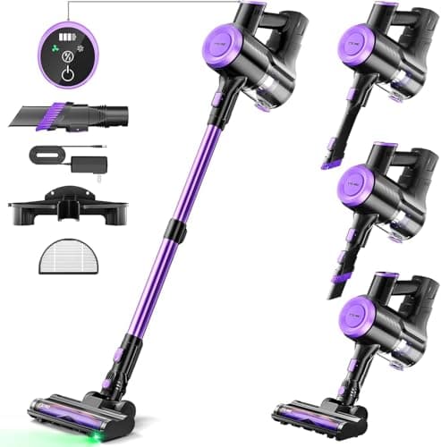 YTE PRO Cordless Vacuum Cleaner, Up to 50 Mins Runtime Rechargeable Stick Vacuum, 25000pa 180W Lightweight Vacuum with HEPA Filter