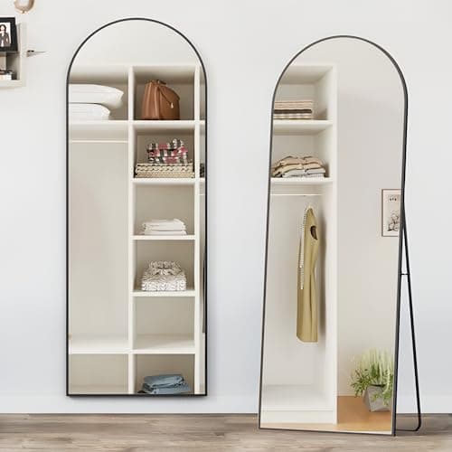 NEUWEABY Full Length Mirror 64"x21" Arch Floor Mirror with Stand Arched Mirror Full Body Mirror Black Standing Hanging or Leaning Against Wall for Bedroom Entry, Bedroom, Living Room 9