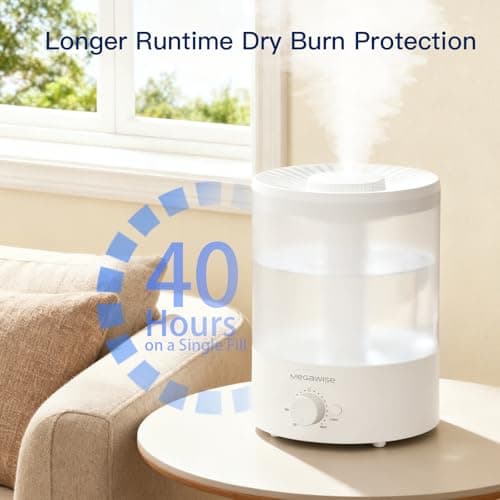 MegaWise Topfill 7-colour Night light humidifier for Kid bedroom with 3.5L Large Capacity, No leakage Design Fine Mist Output Auto Shutoff, Essential Oil Safe Tank 7