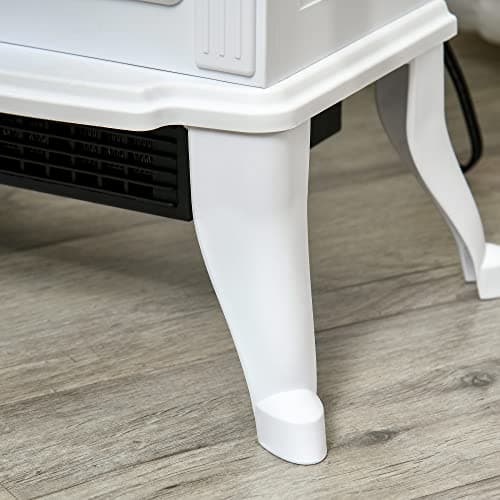 HOMCOM 17" Freestanding Electric Fireplace Stove, Fire Place Heater with Realistic Logs and Flame Effect and Overheat Protection, 750W/1500W, White 9