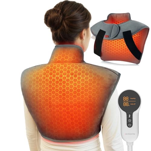 Comfytemp Weighted Heating Pad for Neck and Shoulders, Heating Pads for Back, Wearable Electric Heating Pads, Adjustable Heated Wrap with Auto-Off, Birthday Gifts for Women Men Mom & Mom Day Gifts