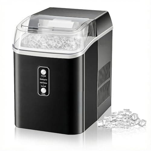 Dumos Nugget Ice Makers,Portable Ice Machine Countertop Ready in 6 Mins, 1.55L Water Tank, Self-Cleaning, for Office, Party, RV, Home, Black