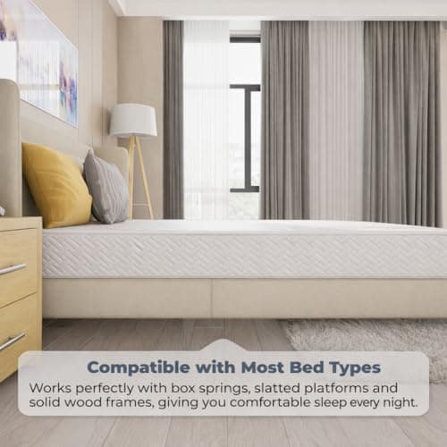 HomeLife Twin Mattress 6 Inches 38X75 White – Medium Firm Hybrid for Bed – Twin Size Mattress Pocket Coil Tight Euro Top High Density & Polyester Cover – Rolled in a Box 6